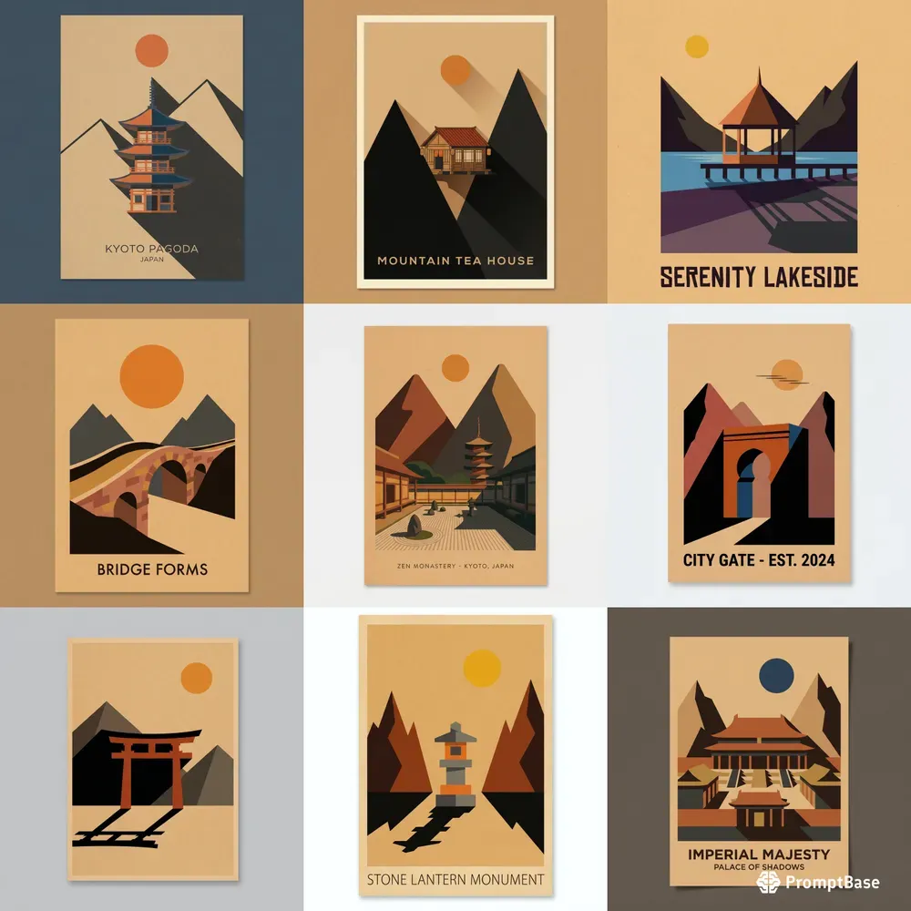 Minimalist Asian Architecture Art