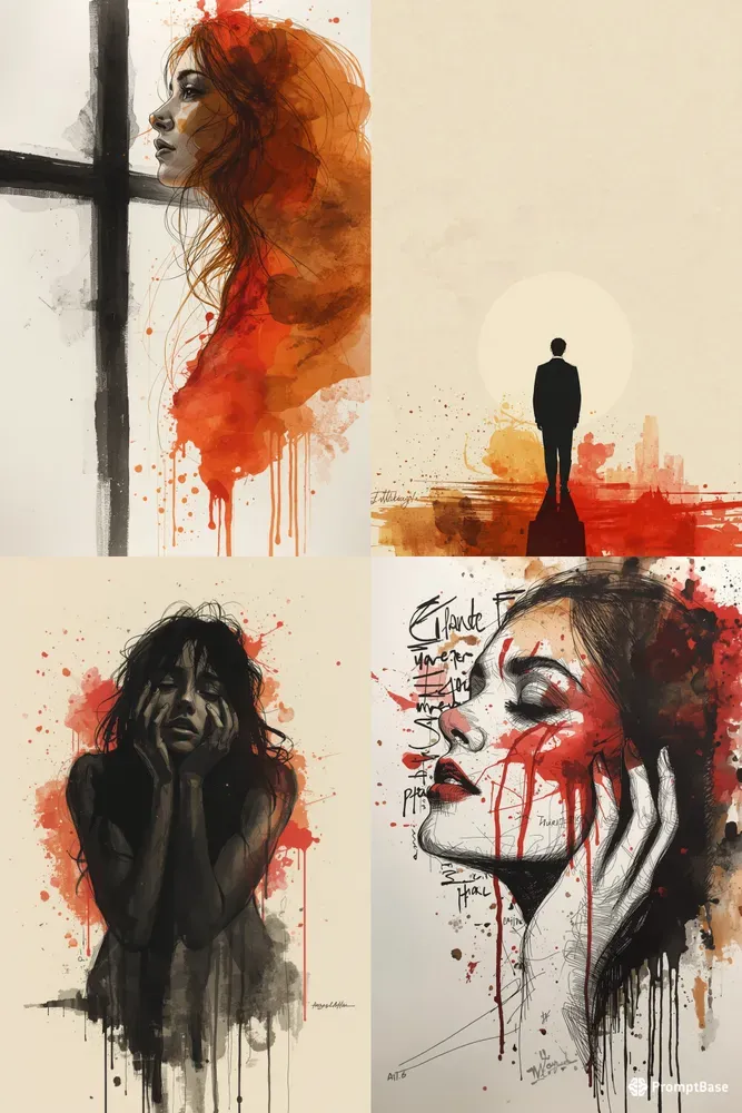 Raw Ink Watercolor Poetic Rawness