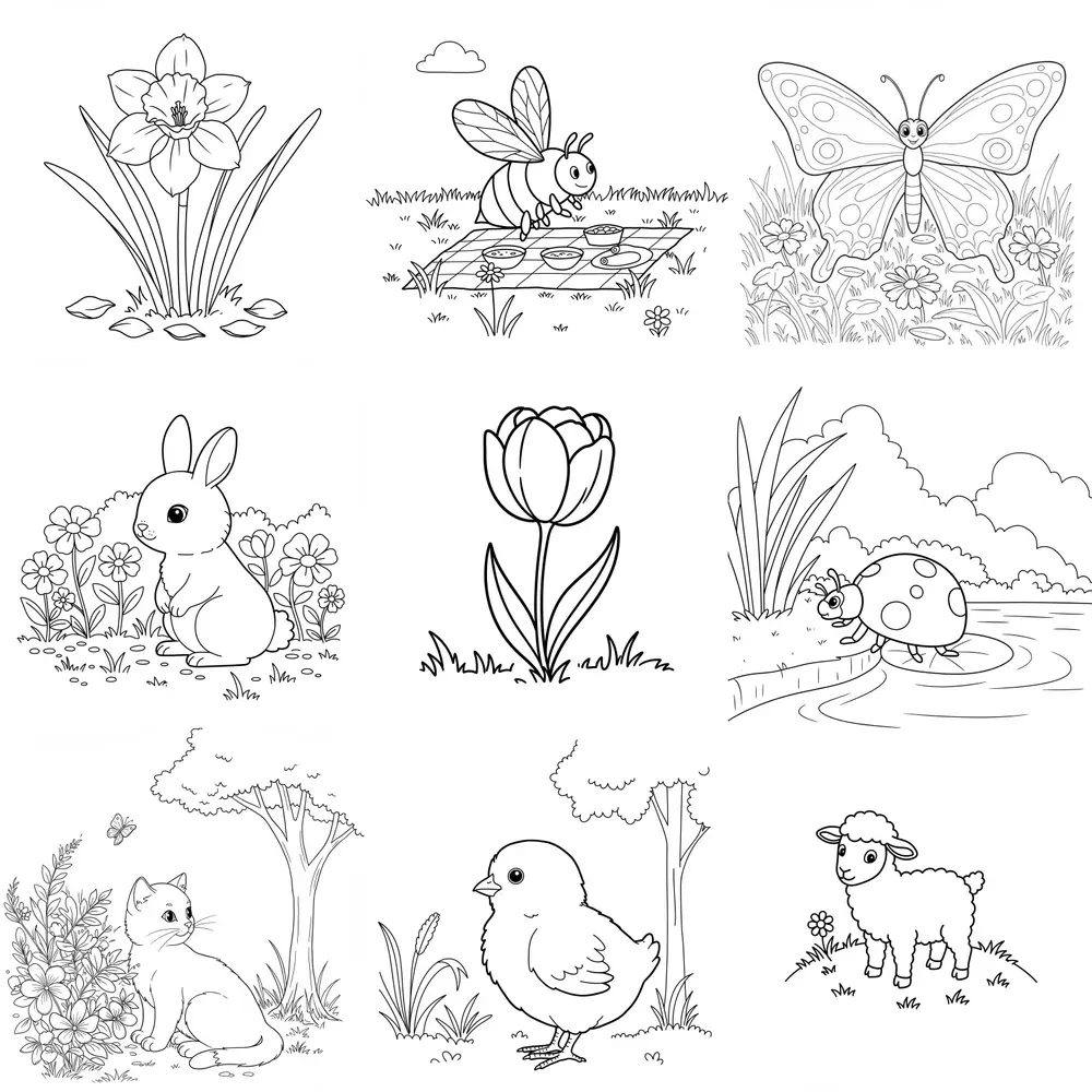Spring Blossom Coloring Pages