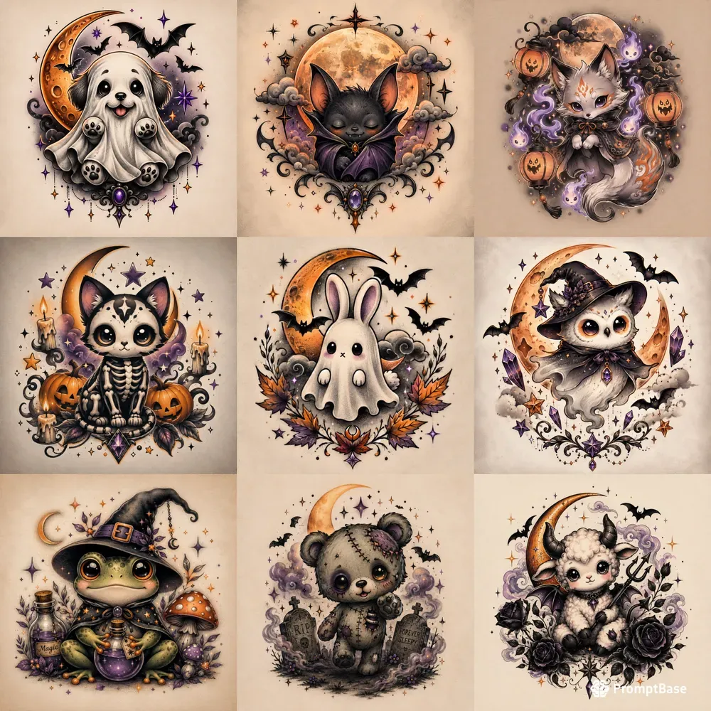 Cute Spooky Tattoo Flashes