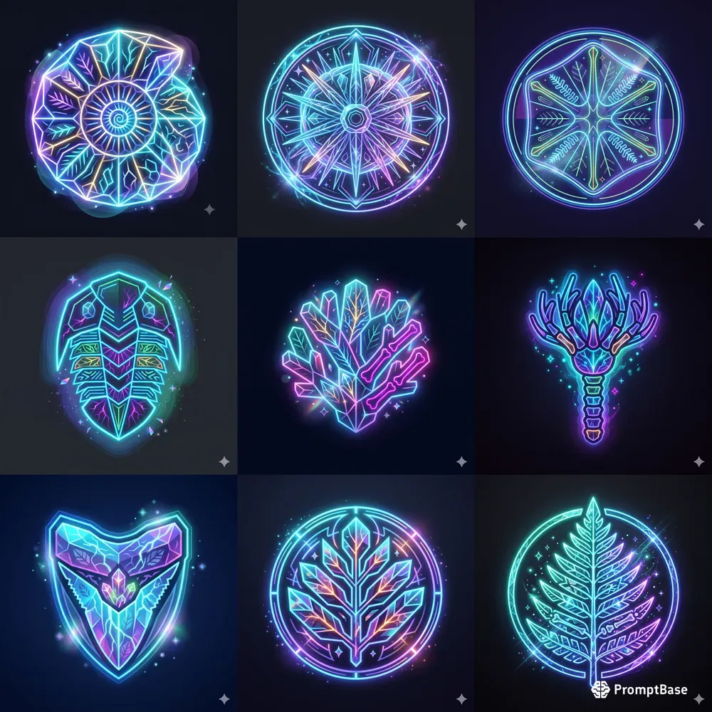 Modern Neon Fossil Emblems