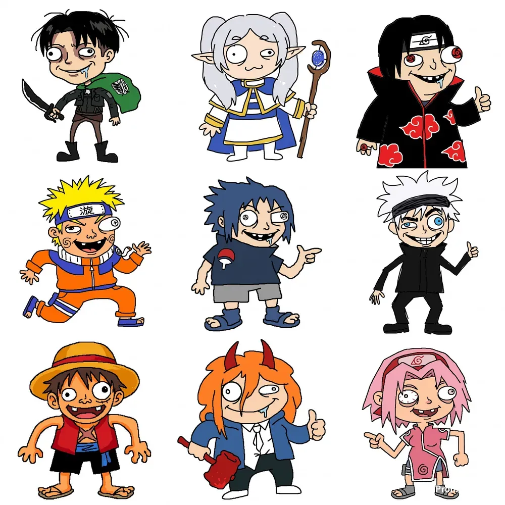 Funny Anime Caricature Meme Characters