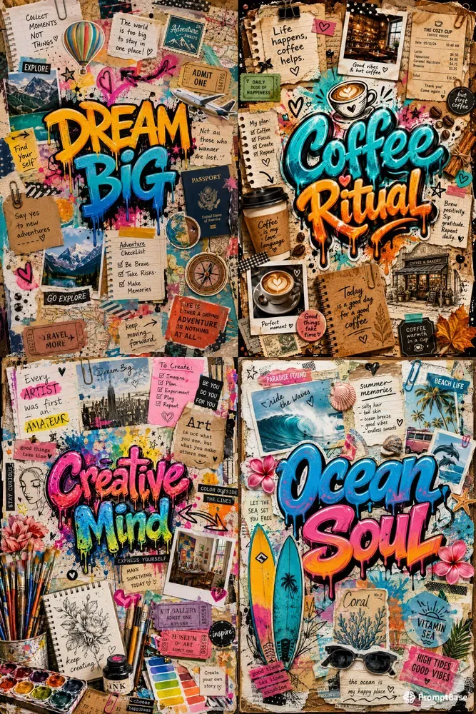 Vibrant Junk Journal Collage Kits