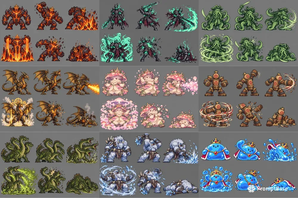 Pixel Art Boss Battle Sprite Sheets
