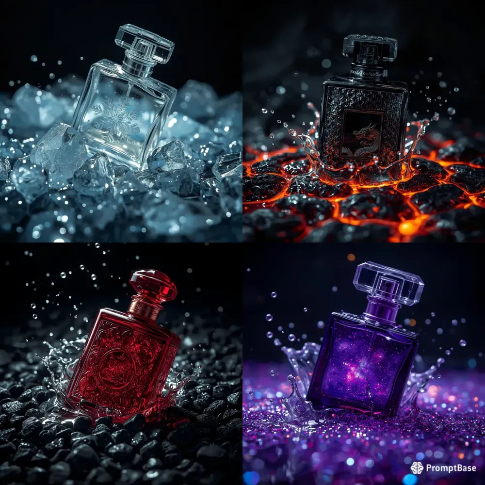 Luxury Perfume Bottle Splash Ads