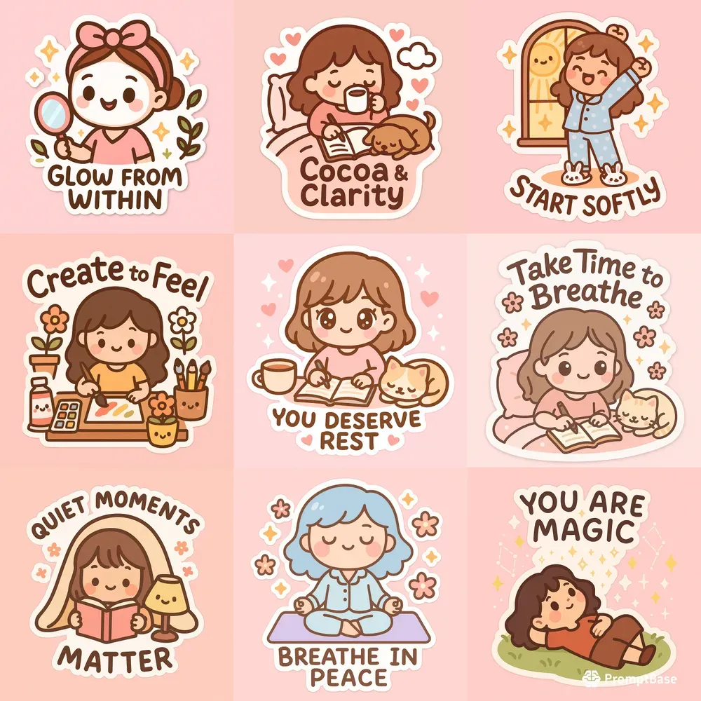 Cute Girl Selfcare Affirmation Stickers