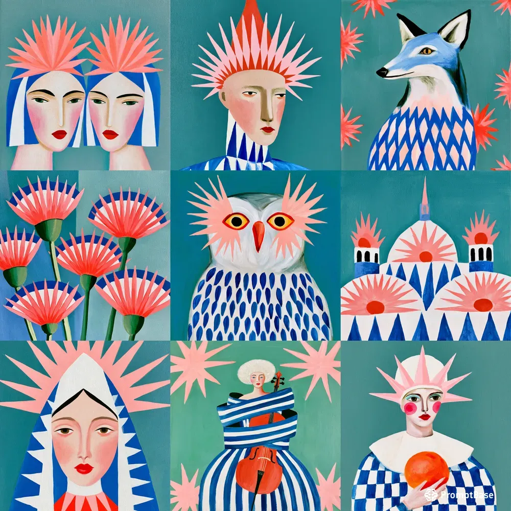 Coral Bloom Modernist Art