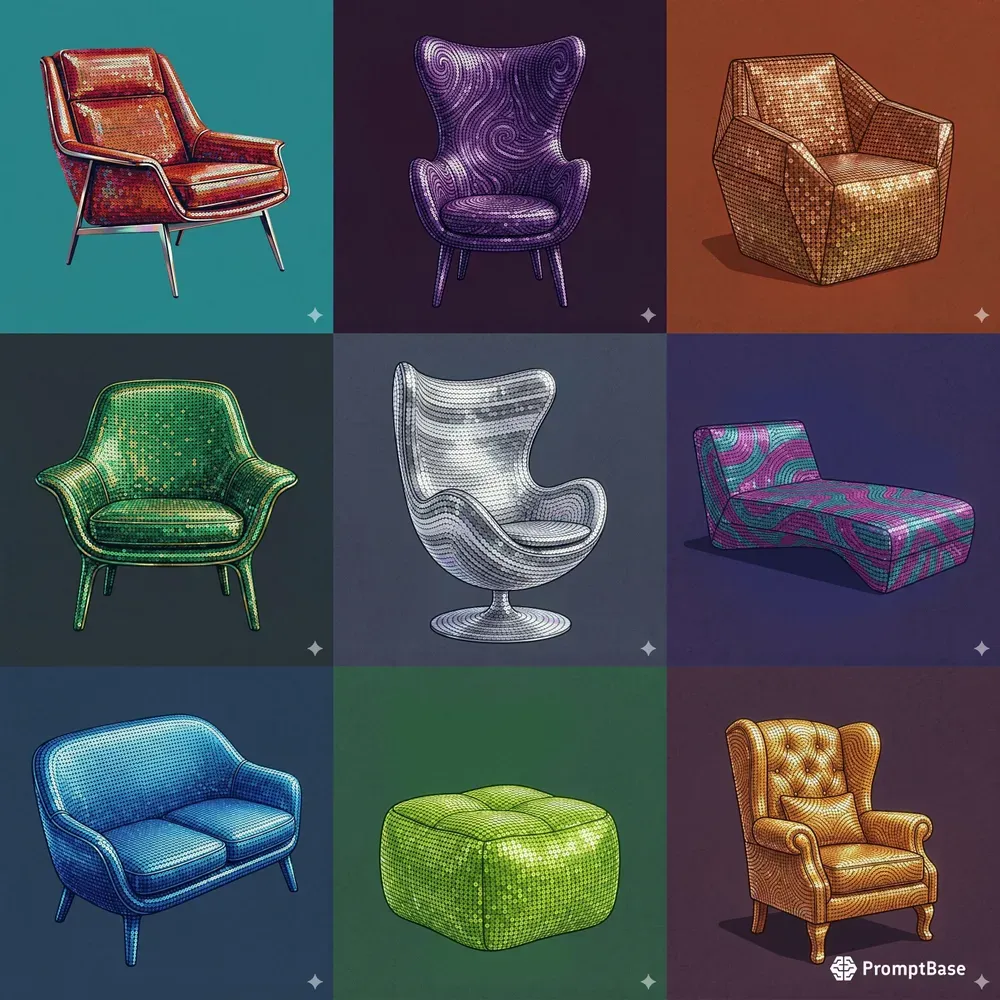 Sequin Mosaic Modern Furniture Art