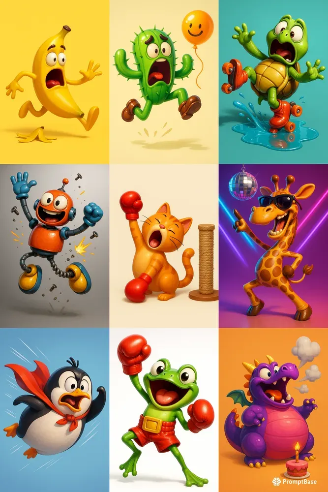Whimsical 3D Funny Cartoon Characters
