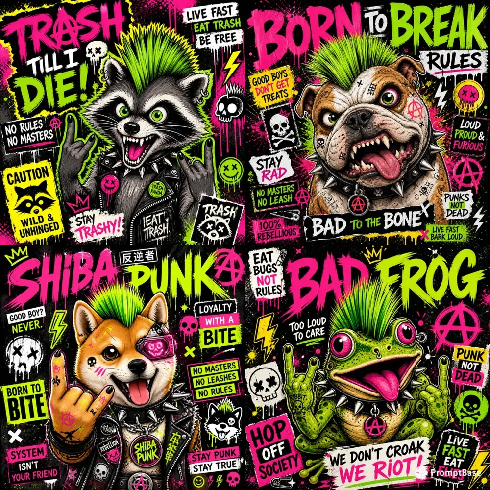 Punk Animal Poster Generator Packs