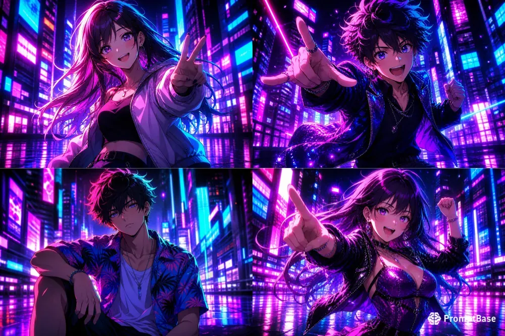 Neon Party Girl Energy Anime Scenes