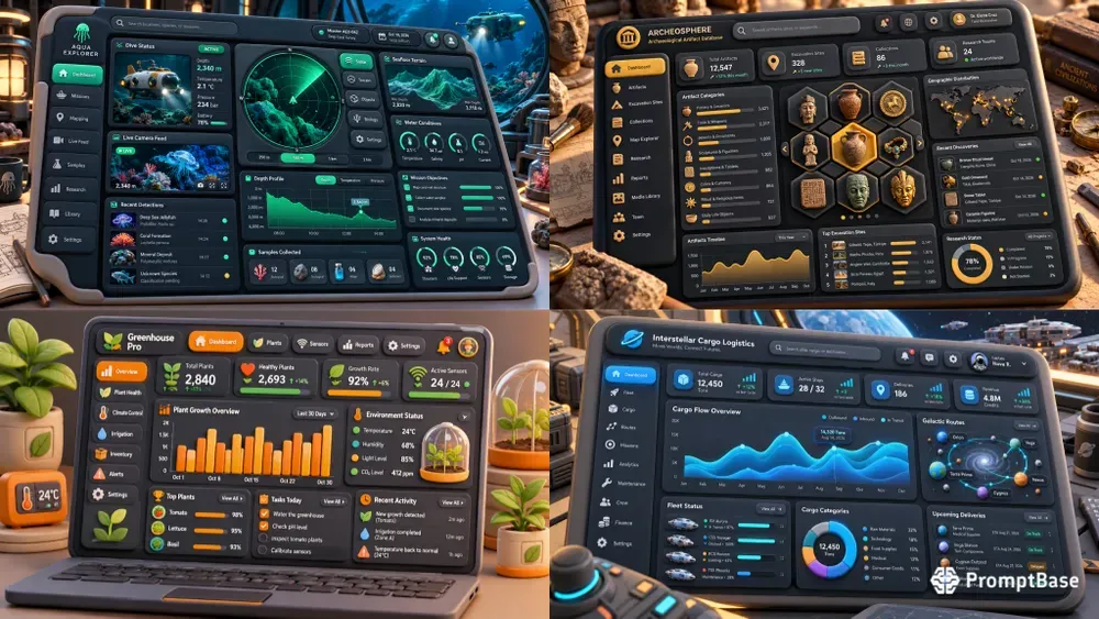 3D Dashboard UI Prototyping
