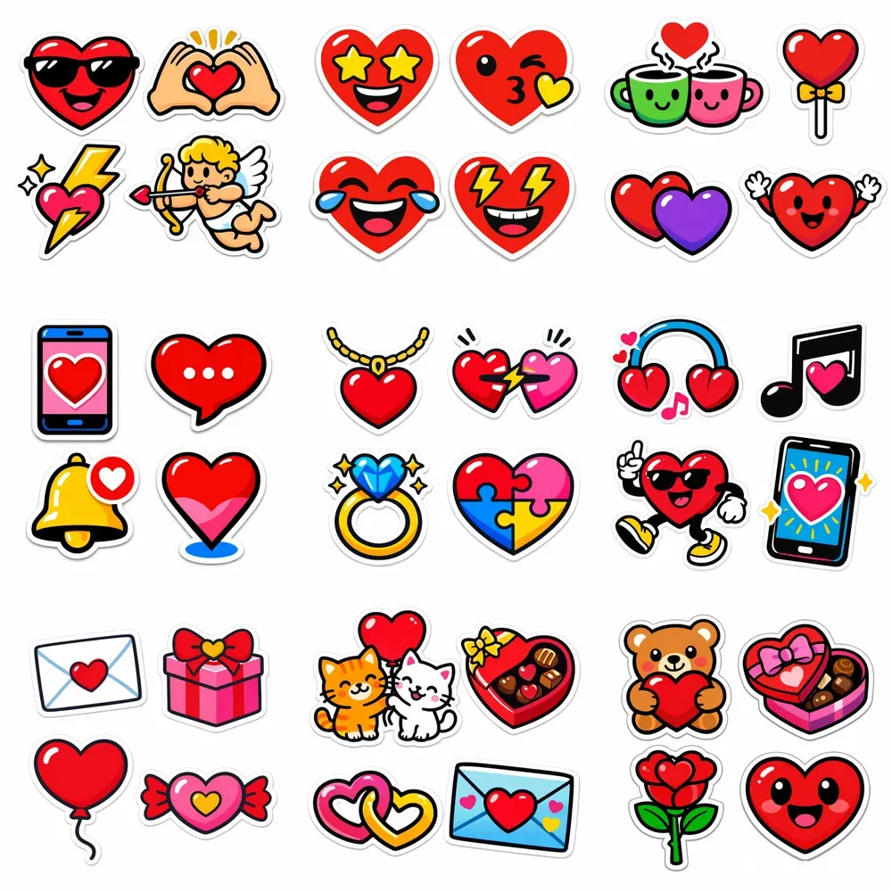 Sticker Style Illustrations For Valentines