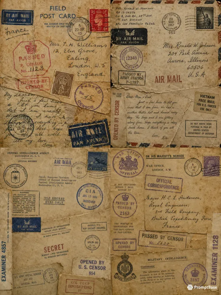 Vintage Military Postal Stamp Ephemera