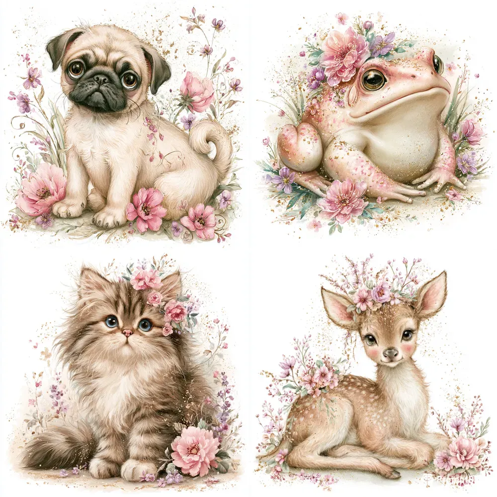 Adorable Animals Among Flowers
