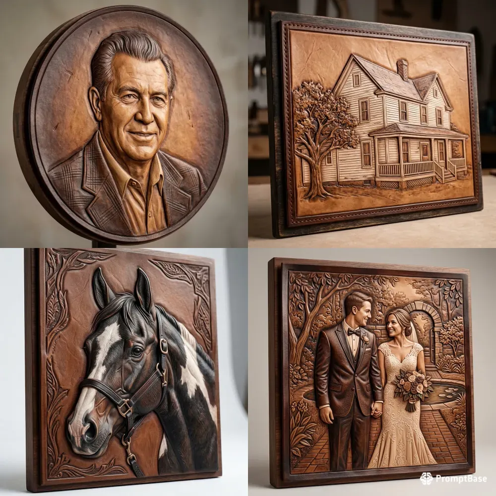 Photos To Embossed Leather Artworks