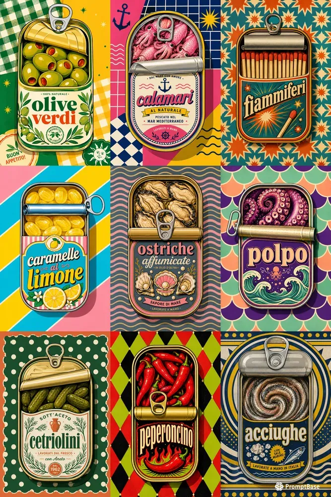 Retro Pop Art Tin Can Illustrations