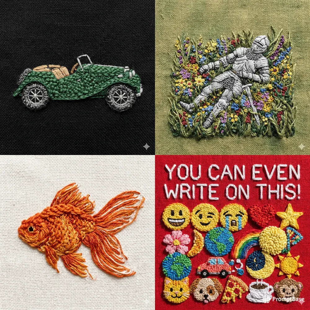 Realistic Textile Embroidery Art