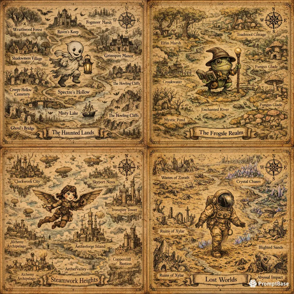 Vintage Whimsical Fantasy Map Makers