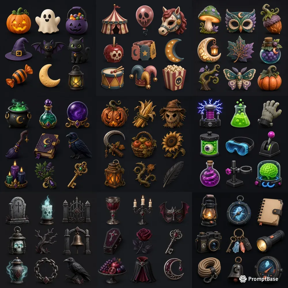 3D Halloween Clipart Icons