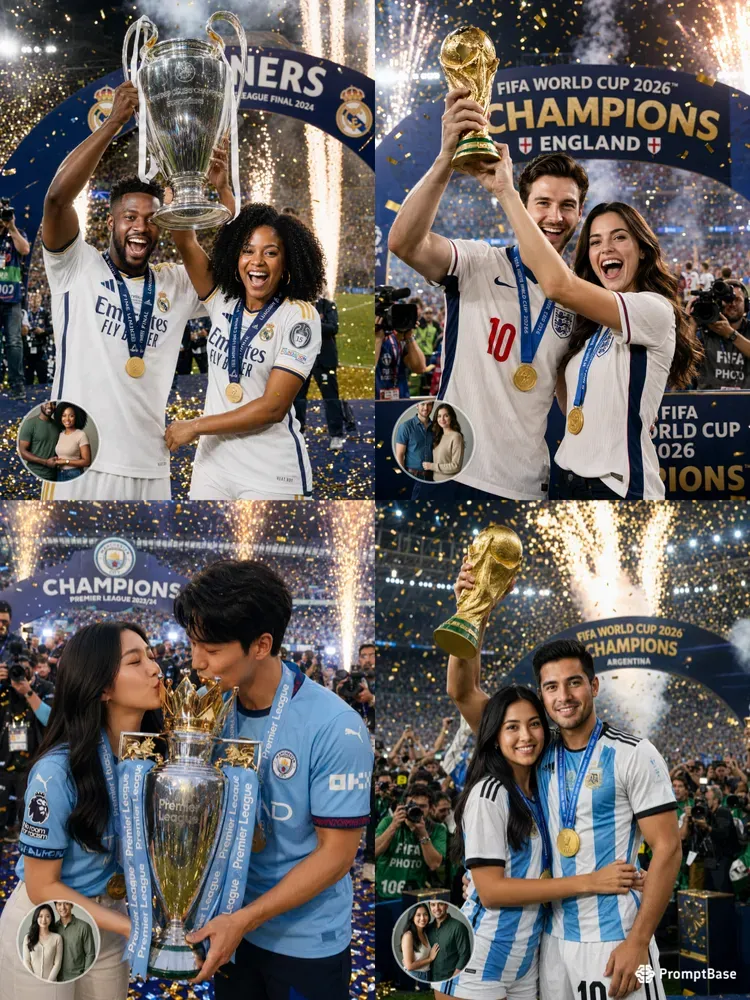 Couple Football Trophy Celebrations