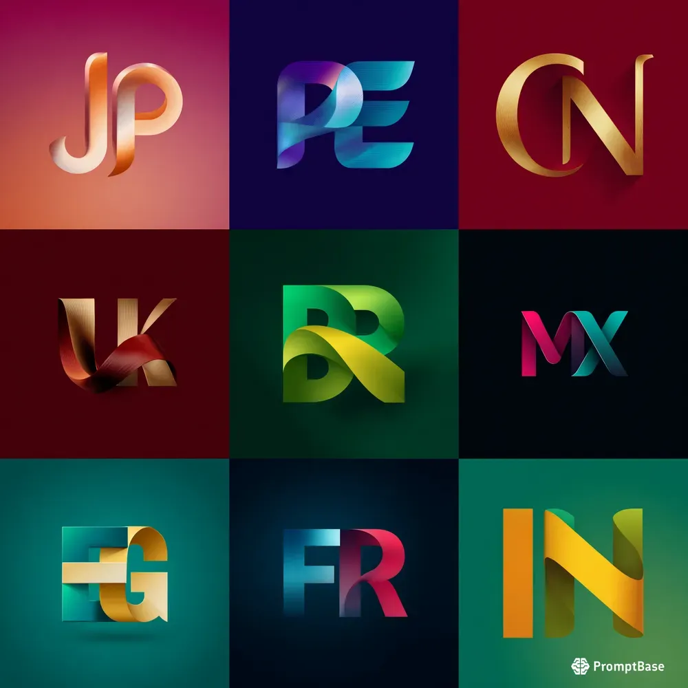 Minimalistic Ribbon Letter Logos