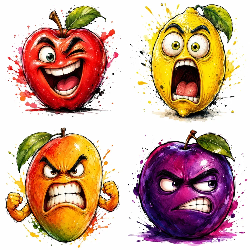 Expressive Fruit Character Art