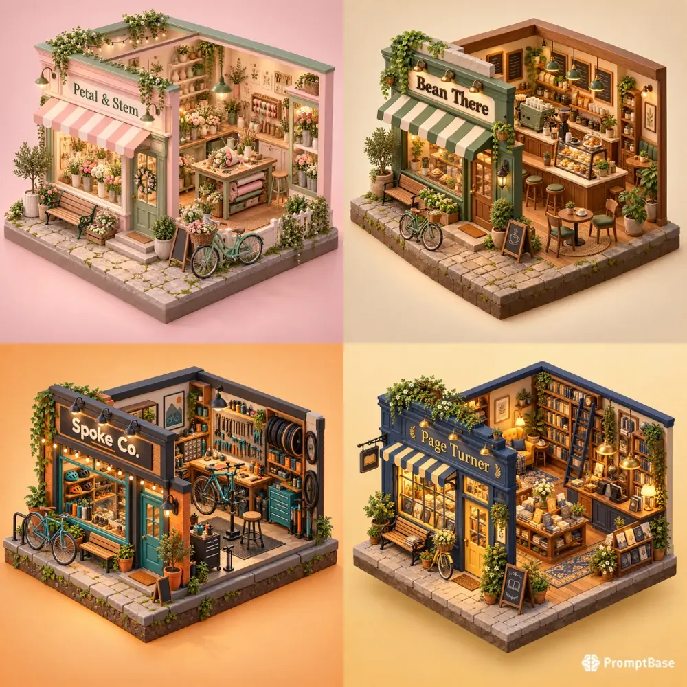 Isometric 3D Mini Shops For Any Businesses