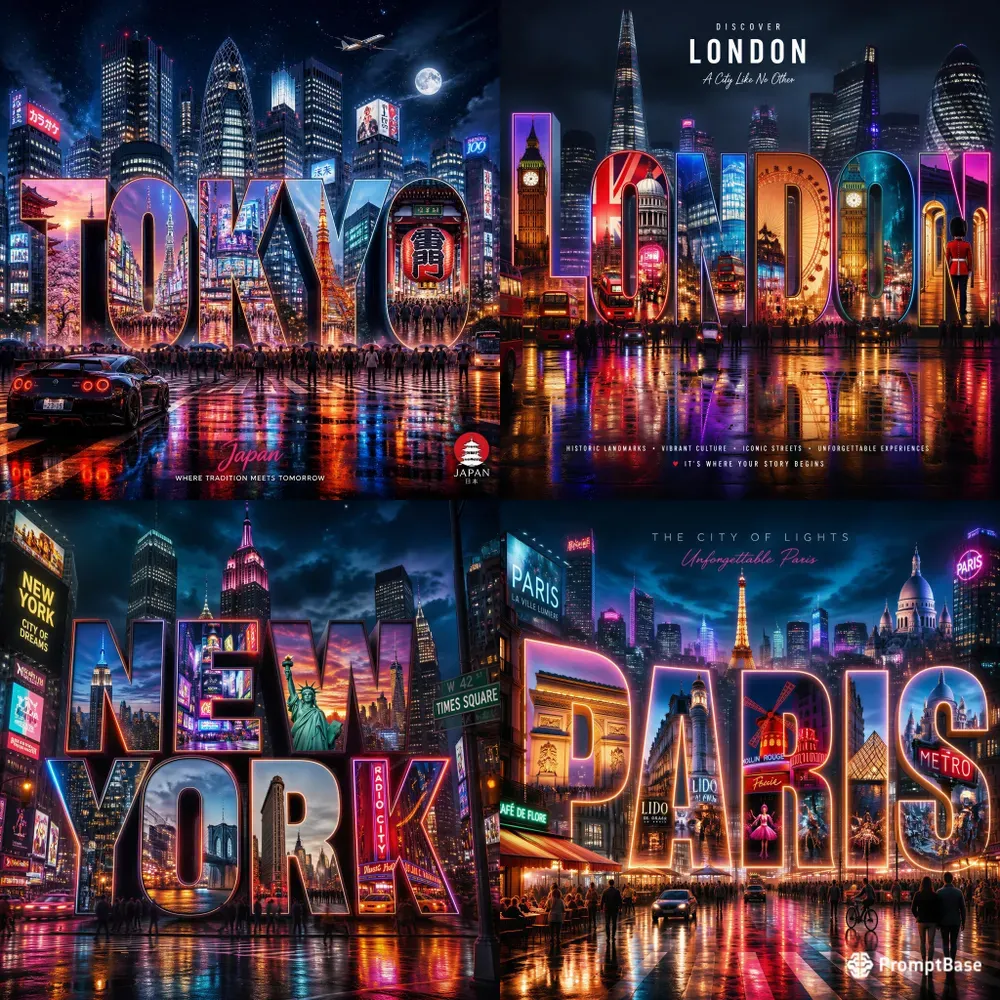 Cyberpunk Travel Typography