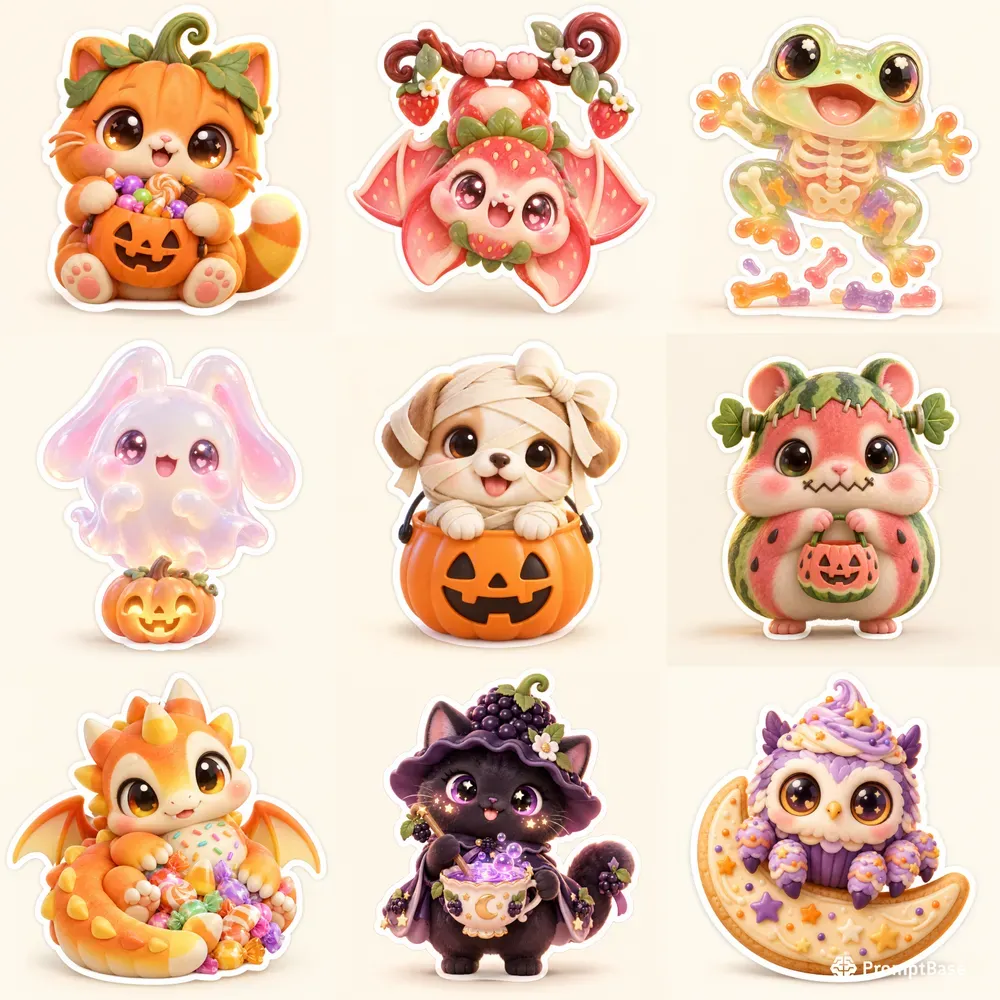 Weird Cute Halloween Sticker Packs