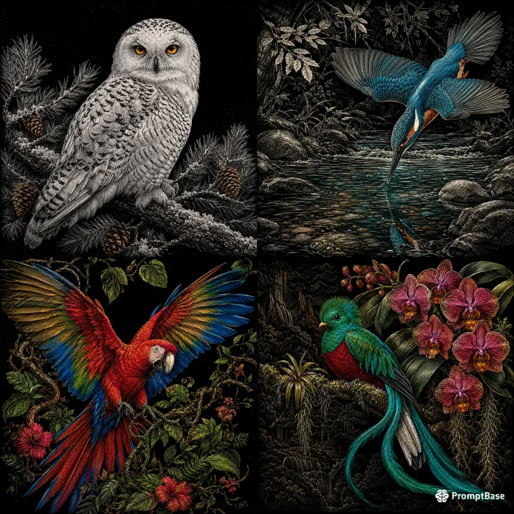 Midnight Scratch Art Wildlife