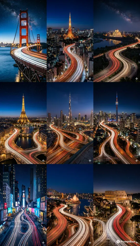 Stunning Night Traffic Light Trails