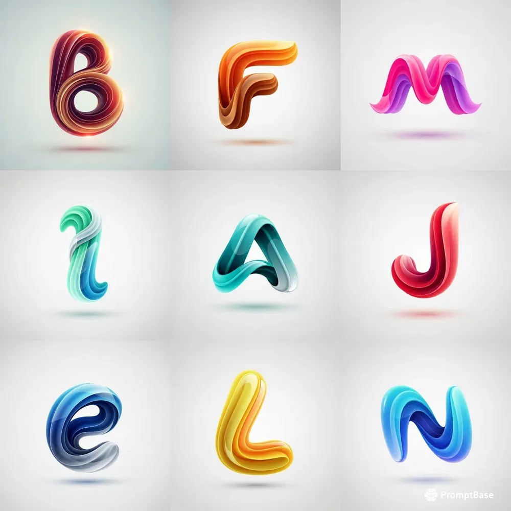 Futuristic 3D Ribbon Letter Logos