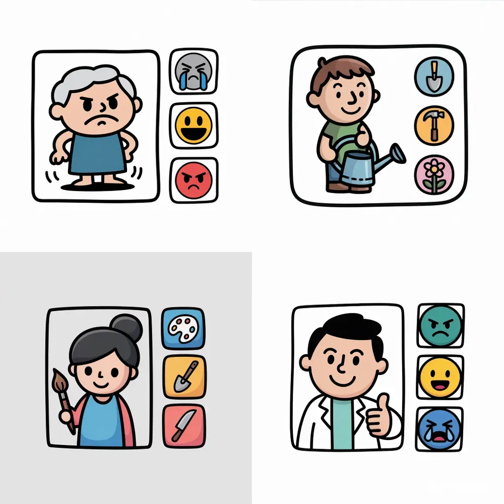 Job Character Doodles With Icon Sets