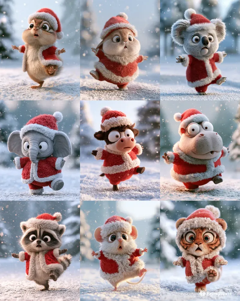 3D Santa Animal Characters