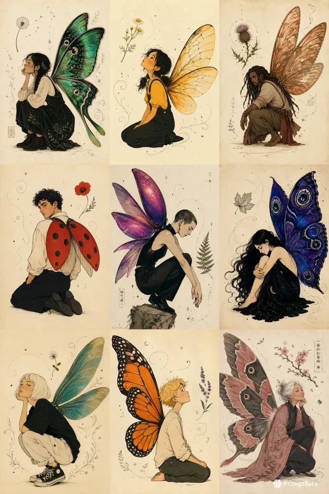 Whimsical Winged Character Art