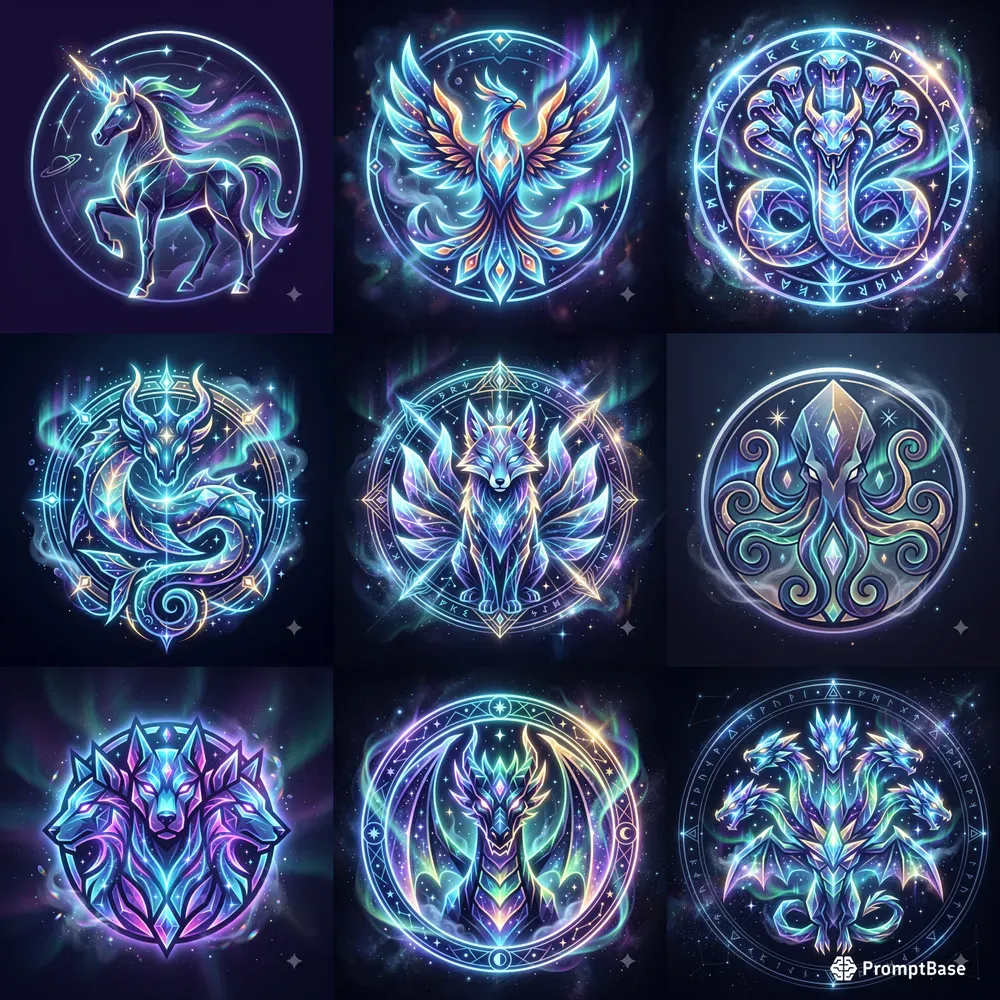 Glowing Mythical Creature Emblems