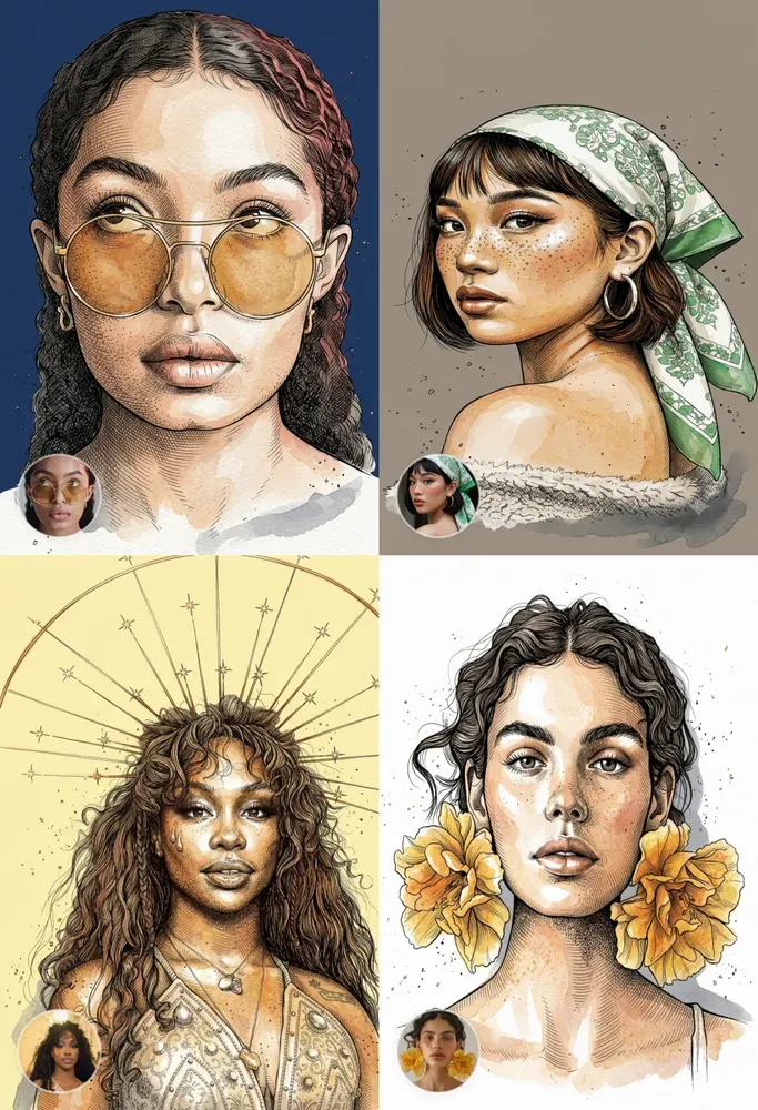 Pen Ink Watercolor Image Generator