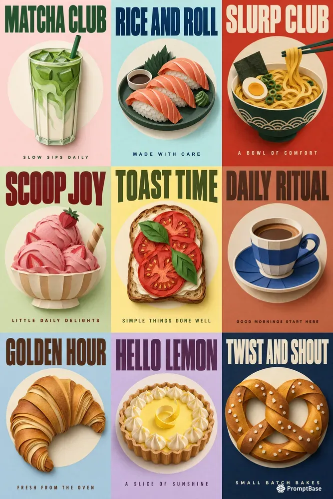 Sculpted Paper Food Posters