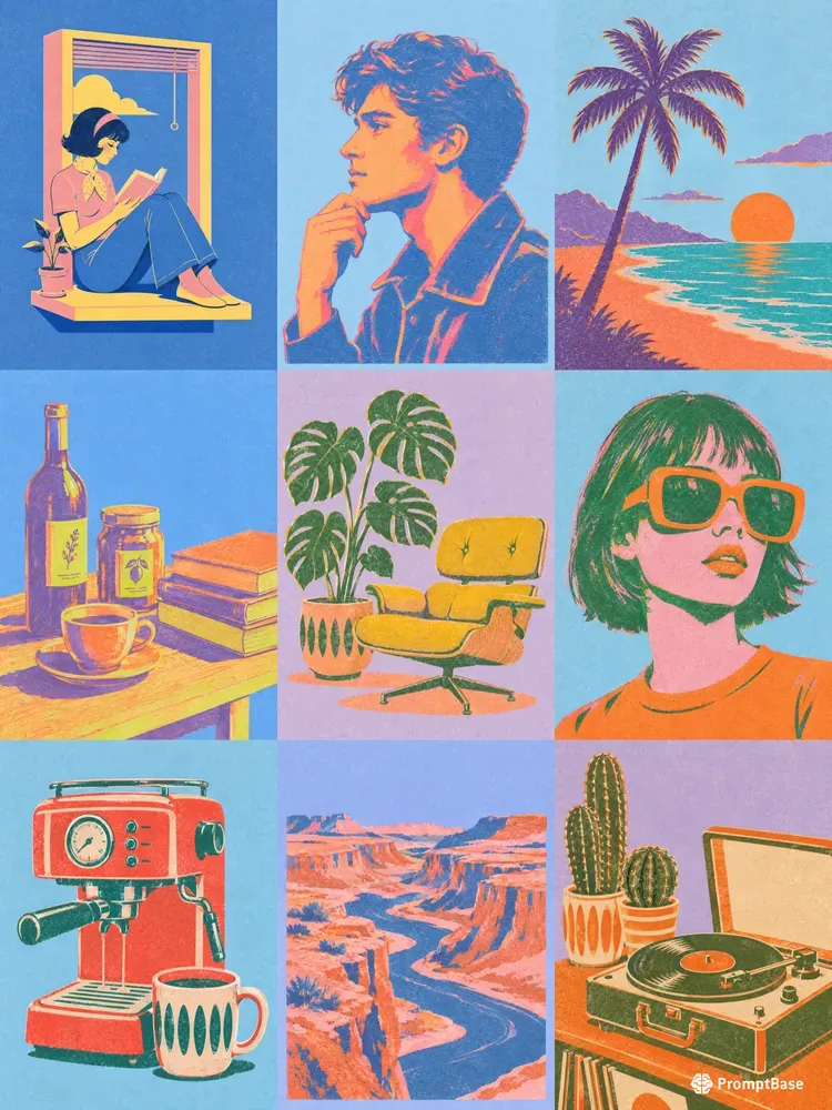 Vintage Risograph Pop Art Prints