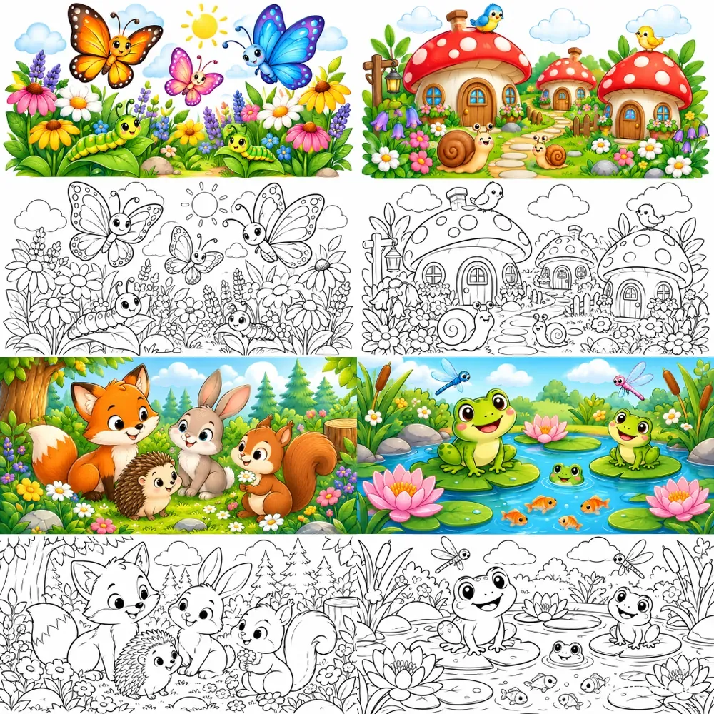 Cute Nature Coloring Page Art