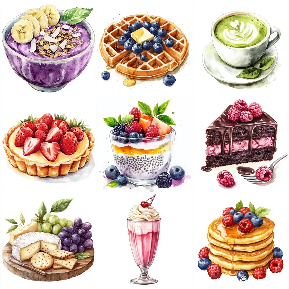 Delicate Watercolor Food Illustrations