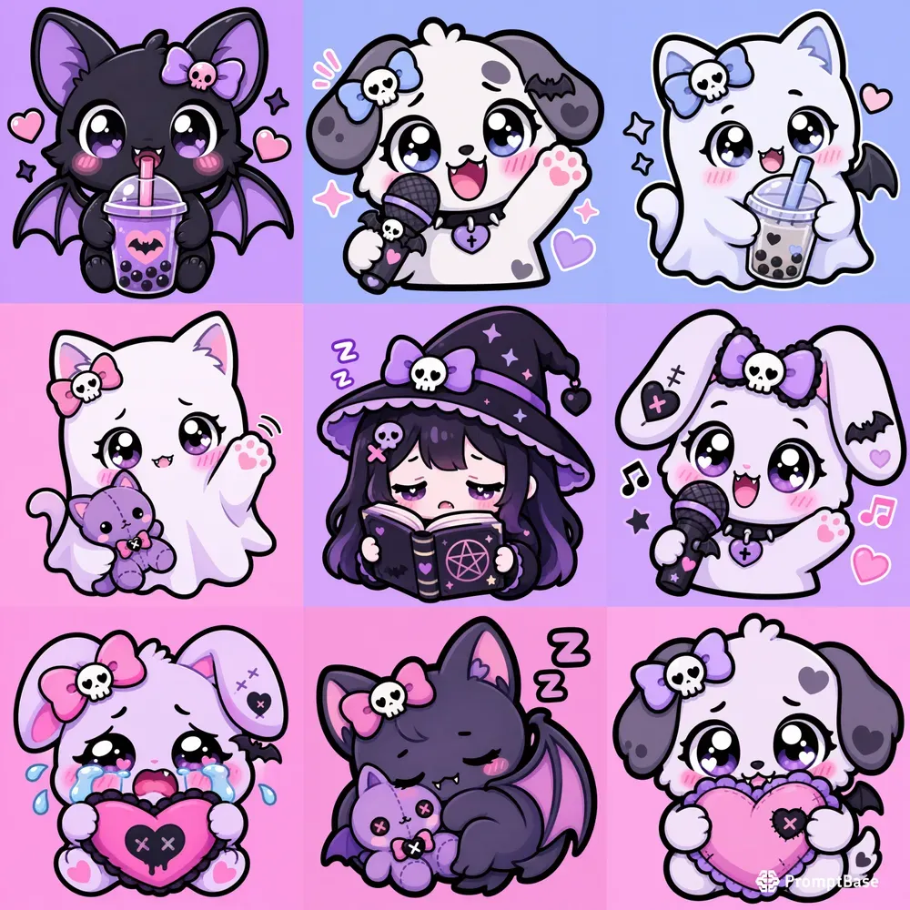 Pastel Goth Kawaii Emotes