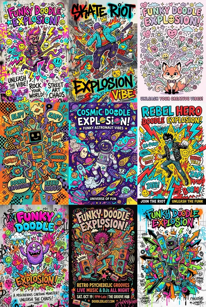 Funky Doodle Explosion Posters
