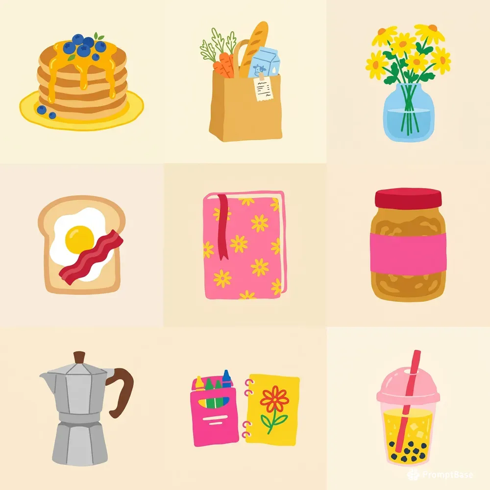 Cute Preppy Flat Vector Clipart