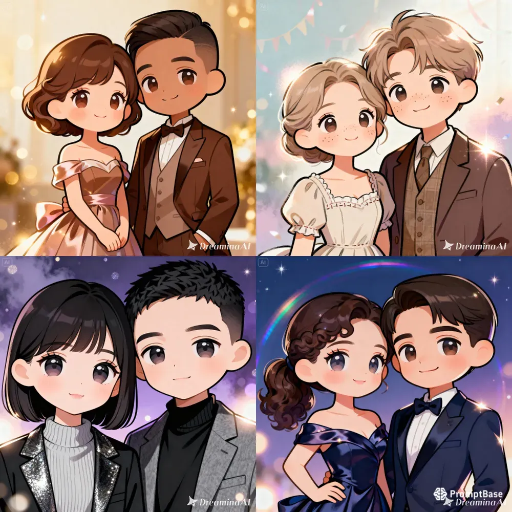 Chibi Couple Anniversary Style Portraits