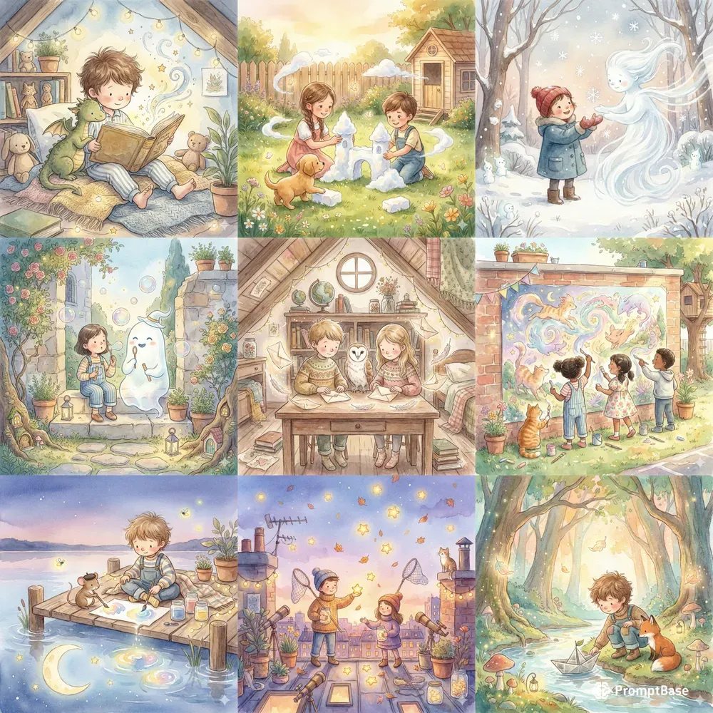 Watercolor Childrens Book Scenes