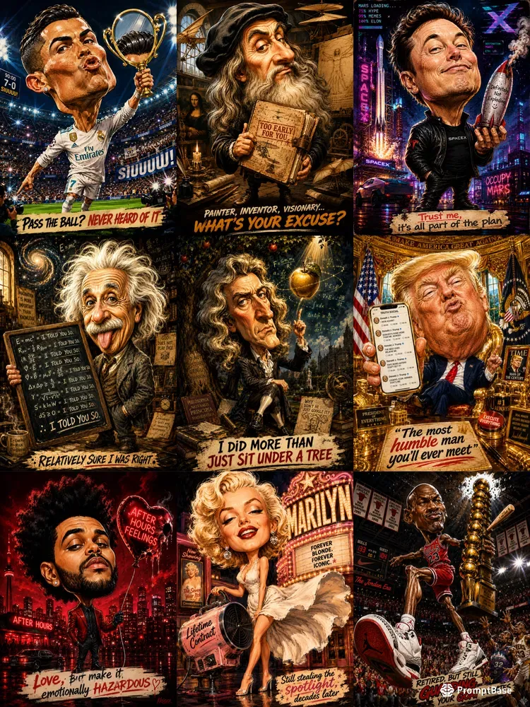 Sarcastic Celebrity Caricature Portraits