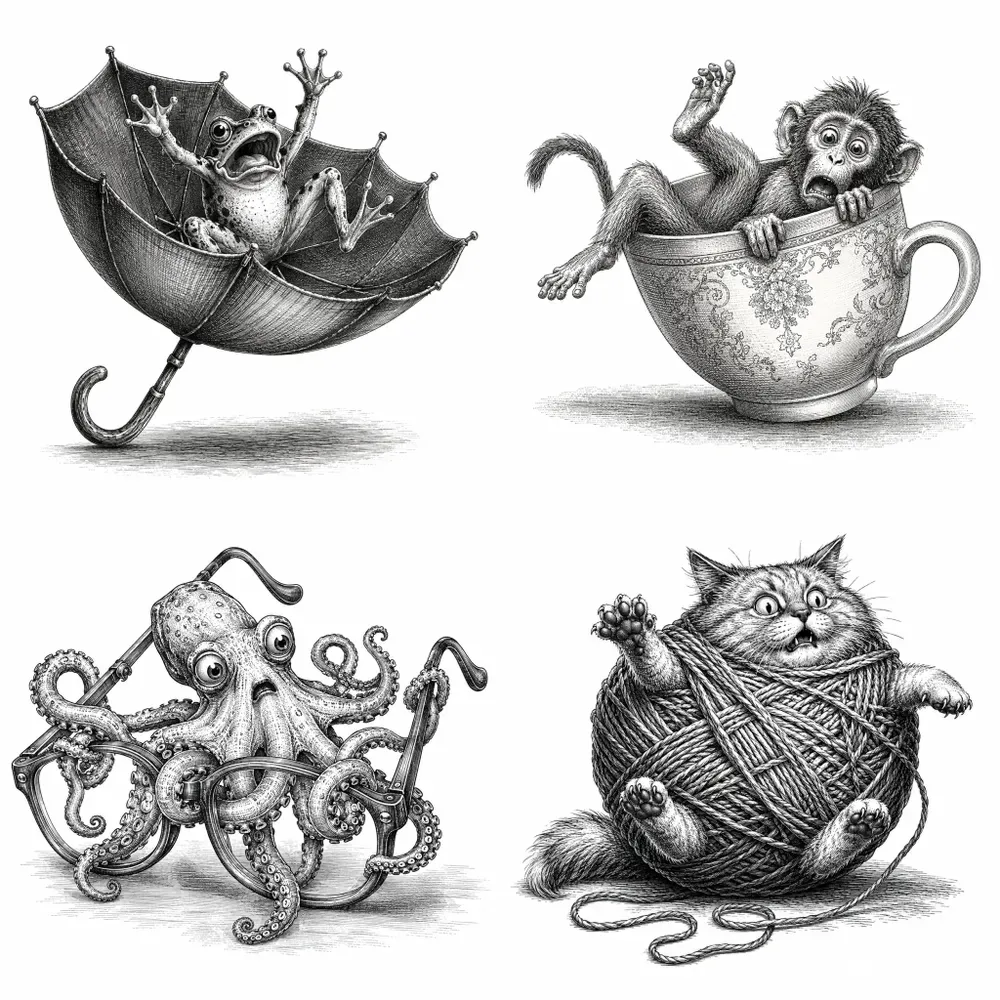 Surreal Vintage Animal Engravings