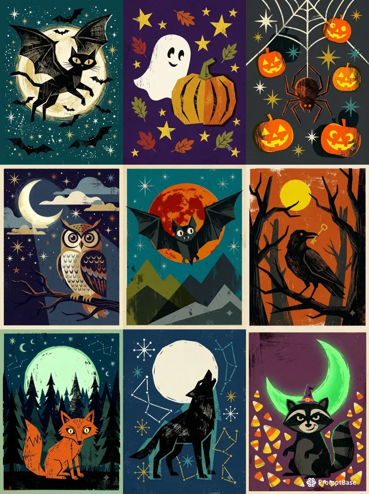Retro Halloween Silkscreen Art